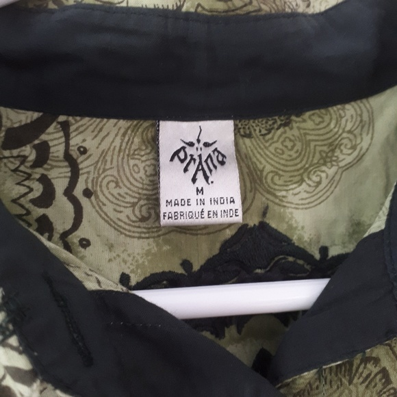 Prana Breathe Button Down Shirt Sz M Olive Green - Picture 3 of 5